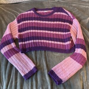 Purple cropped stripped Garage sweater size XS